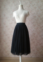 Navy Blue Tulle Midi Skirt Women Custom Plus Size Tulle Party Skirt image 6