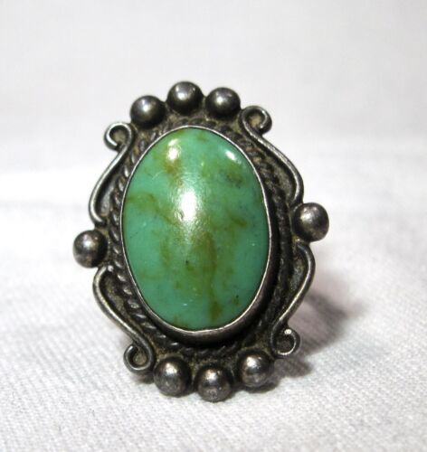 Primary image for Vintage Southwestern Sterling Silver Trading Post Turquoise Ring Size 4.5 K114