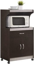 Hodedah Microwave Kitchen Cart, Chocolate-Grey - $2,315.41 MXN