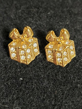 Ladies Avon Pierced Earrings Christmas Present &quot;Gold Tone&quot; &quot;White Stones&quot; - £7.81 GBP