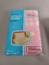 Vintage Pillowcases new JC Penny muslin fashion manor  pink/white standard size - £19.30 GBP