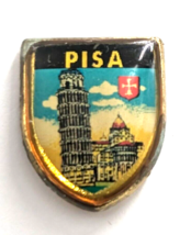 VTG Pisa Italy Leaning Tower Cathedral Shield Lapel Pin Tuscany Travel Souvenir - £10.31 GBP