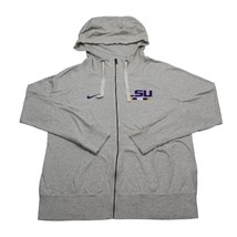 Nike Womens Sweatshirt L Gray Full Zip Long Sleeve Hooded Pocket Logo Dr... - $25.62