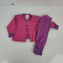 Hanna Andersson Pink Purple Opposite Stripe Cardigan Shirt Top Pants Retro 60 - £15.73 GBP