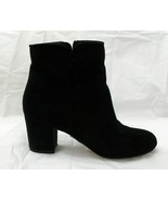 Asos Ankle Bootie Boot Black Suede Side Zipper Chunky Heel Booties UK 5 - $24.32 CAD