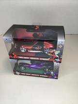 Jada set lot Joker Harley Quinn 1:32 Chevy Corvette Stingray 1969 2009 new - £18.53 GBP