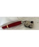 Vintage A &amp; J EKCO Red Wood Handle Manual Pull Thru Knife Sharpener USA - $9.89