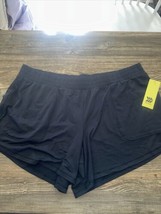 Women&#39;s Mid-Rise Knit Shorts 5&quot; - All in Motion Black XXL. NWT. L - £7.85 GBP
