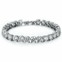 6 ct Diamond Tennis Bracelet 6.5&quot; 1 Row Round diamond 14Ct White Gold Over - £91.11 GBP