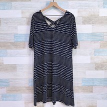 Chicos Polka Dot X Back T Shirt Dress Black White Short Sleeve Womens La... - $39.59