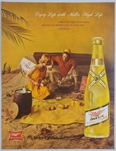 1962 Print Ad Miller High Life Beer Couple Have Picnic on Sand Beach - £13.58 GBP