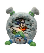 Cracker Barrel &quot;SNOW DAYS&quot; Stained Glass Snowman Light Lamp Christmas Di... - $63.94 CAD
