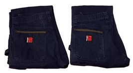 2 Pair Wrangler Riggs Workwear Men’s Navy Cargo Pants Work Pants Size 32x32 READ - £35.25 GBP