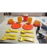 Vintage  Fisher Price Fun with Food Orange Plates Yellow Mug Cups Kitche... - £28.77 GBP