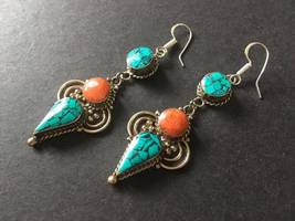 SALE - Vintage ethnic earrings, gypsy earrings, silver earrings, boho ea... - £16.78 GBP