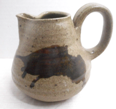 Artist Signed Handmade 4 Cup Stoneware Pinch Spout Pot Ewer Pitcher 5 3/4&quot; - £27.17 GBP