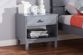 Annabelle Gray Wood 1-Drawer Nightstand - $1,970.95 MXN
