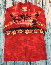 BISHOP ST. APPAREL Blood Orange Hawaiian Shirt Cotton Tropical Beach Sz ... - £16.61 GBP