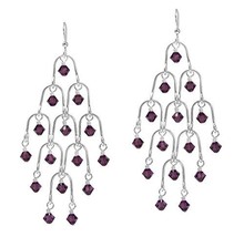 Sterling Silver Arches and Swarovski Chandelier Earrings, Purple - £50.73 GBP