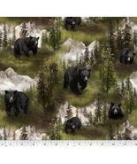 Cotton Wild Animals Black Bear Wildlife Mountains Fabric Print by Yard D... - $22.46 CAD