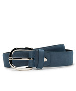 Fashion full grain belt on vegan leather with oval sleek silver buckle &amp;... - £37.01 GBP