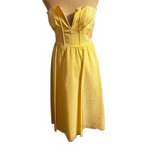 Lucca Blu Yellow Laser Eyelet Cutout Swing Dress Size 4 - £30.69 GBP