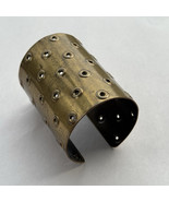 Brutalist Pierced Holes Metal Long Cuff Bracelet Princess Warrior Brass-... - $306.91 CAD