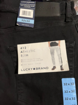 Lucky Brand Men&#39;s 412 Athletic Slim Black 32x32 Two Way Stretch - £24.13 GBP