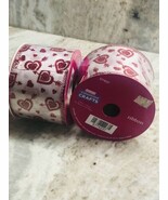 Valentine’s Crafts Red Hearts On White Satin Ribbon:2.5inx10yd(1 Roll)-NEW - $17.49 CAD