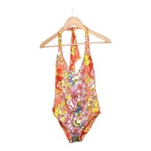 Sanctuary Reversible Swimsuit Women L Halter Top High Rise Blue or Orange Floral - £25.42 GBP