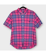 RALPH LAUREN red/navy/white plaid check cotton short sleeve button up si... - $47.66 CAD