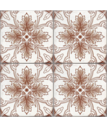 Aesthetic ceramic majolica set of 4 tile Germany c1900 sepia white flora... - £38.98 GBP