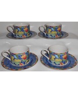 Set (4) PTS International Interiors FANTASIA PATTERN Stoneware CUPS &amp; SA... - $67.82 CAD