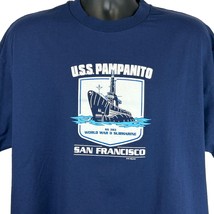 USS Pampanito WWII Submarine Vintage 90s T Shirt X-Large US Navy USA Mens Blue - £15.22 GBP