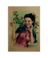 Girl w Blue Cape Poster Vintage Reproduction Print Chinese Shanghai Lady... - $4.95+