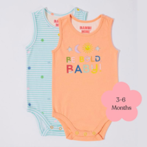 Bambi Mini Co. Supersinglet Bodysuit 3-6 Months Salmon and Beach Glass s... - £66.58 GBP