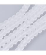 A Transparent Glass Bead Strands Frosted Round White lot of 5-31 in stra... - $12.34