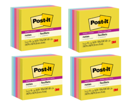 Post-it Super Sticky Notes 3&quot; x 3&quot; Summer Joy Collection 90 Sheet/Pad 5 4 Pack - £17.75 GBP