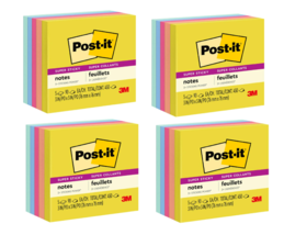 Post-it Super Sticky Notes 3&quot; x 3&quot; Summer Joy Collection 90 Sheet/Pad 5 4 Pack - £17.45 GBP