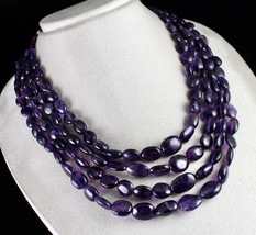 Natural Amethyst Beads Oval Cabochon 4 L 944 Ct Purple Gemstone Fashion Necklace - £341.72 GBP