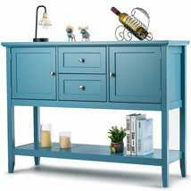 Costway Sideboard Buffet Table Wooden Console Table W/ Drawers &amp; Cabinets Blue - £263.89 GBP