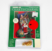 Dimensions Christmas Counted Stocking CHARTS &amp; CHARMS Kit PEEKING AT SAN... - £97.34 GBP
