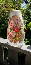 Vintage 12&quot; Glass Vase Hand Painted Floral Signed Le Mans - Artist For R. Lalique - £141.57 GBP