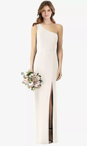 One-Shoulder Crepe Trumpet Gown with front slit...TH087....Ivory....Size 14 - £60.93 GBP