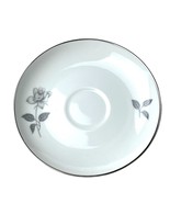Vintage Queen&#39;s Royal China Saucer Platinum Rose Silver Edge Cottagecore - $4.95