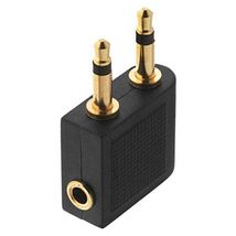 Dual 3.5mm Male to Female Airplane Headphone Adapter Gold Plated Stereo ... - $5.47
