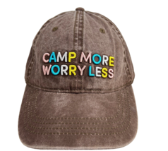 Camp More Worry Less Woman&#39;s Baseball Hat Cap Adjustable Embroidered Brown - £19.92 GBP
