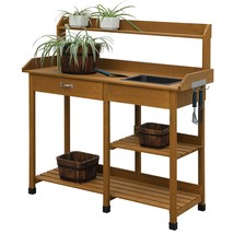 Wooden Potting Bench Work Table-sink Light Oak Finish - £224.56 GBP