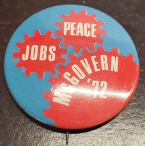 Peace Jobs McGovern &#39;72 campaign pin - gears - George McGovern - £5.87 GBP