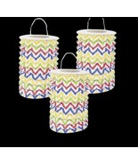 Set Of 6 Chevron Pattern Bright Paper Lanterns - Party Decorations  Rainbow - €5,78 EUR